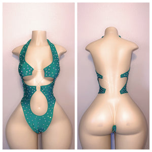 CUTOUT NAKED BACKN ONE PIECE WITH STONES