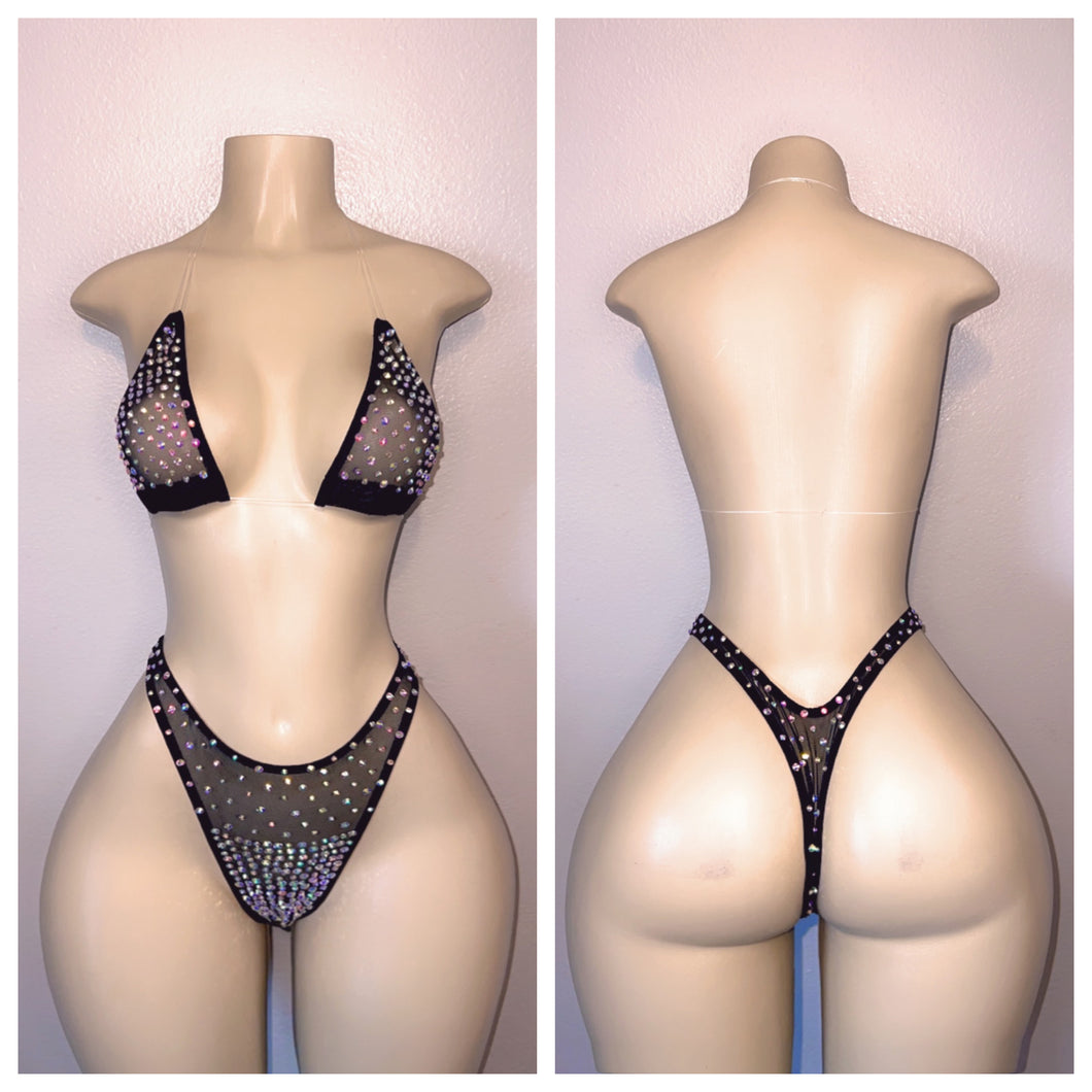 SHEER CLASSIC TWO PIECE SET WITH RHINESTONES