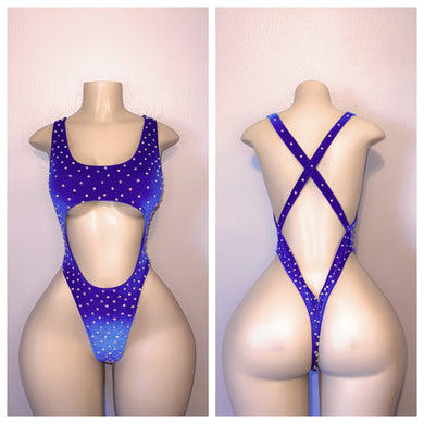 VELVET CUTOUT ONE PIECE WITH RHINESTONES