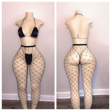 Load image into Gallery viewer, REFLECTIVE MATT LEATHER WITH FISHNET TIGHTS