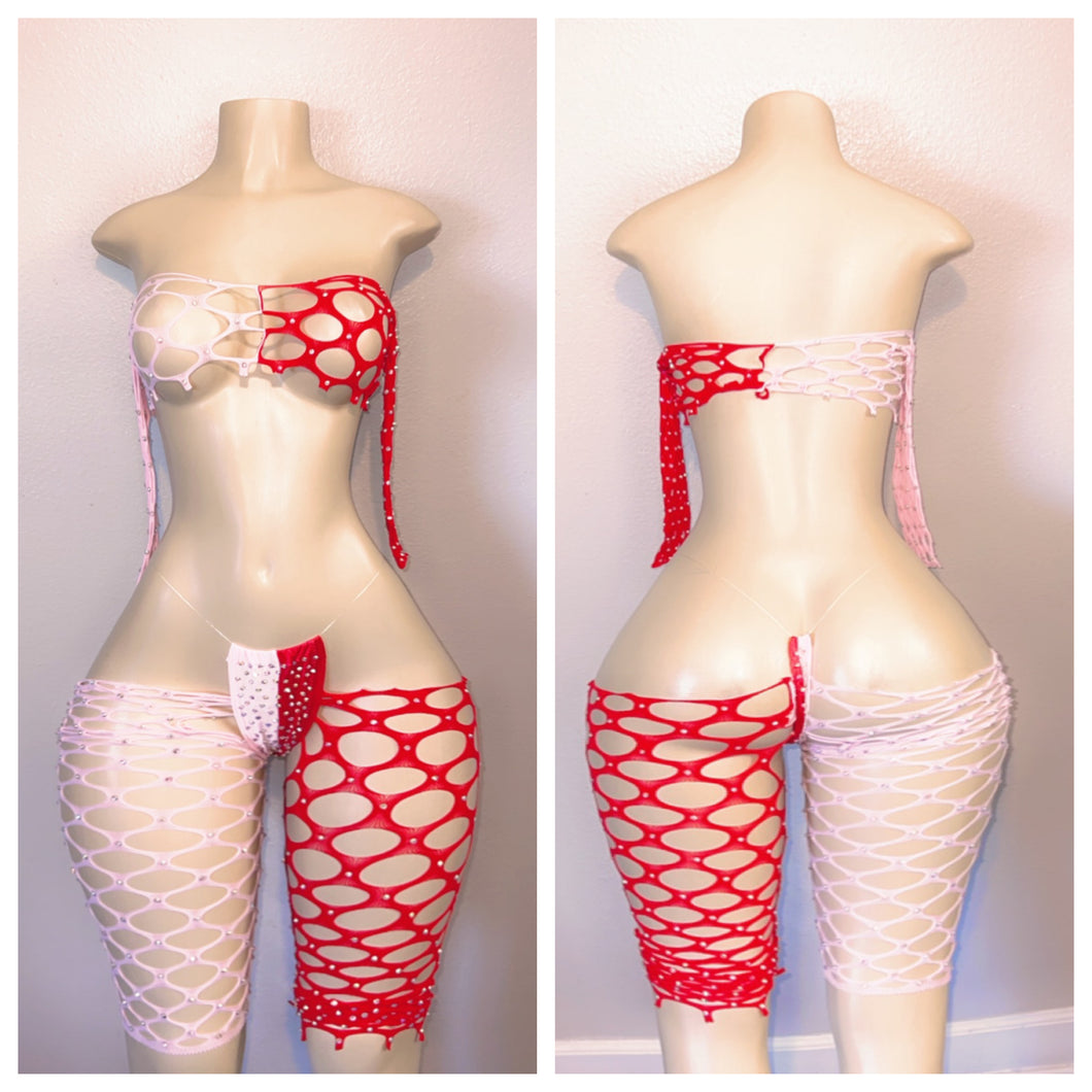 VALENTINES DAY FISHNET ONE PIECE OR TWO PIECE