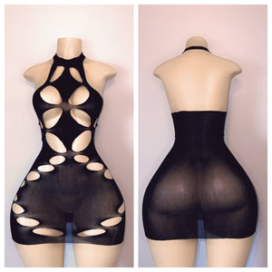 LACE FISHNET CUTOUT. SKIRT ROMPER AND DRESS WITHOUT STONES