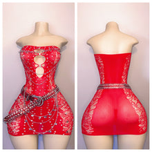 Load image into Gallery viewer, VALENTINES DAY DIAMOND EMBELLISHED OMBRE ONE PIECE OR DRESS WITH BELT