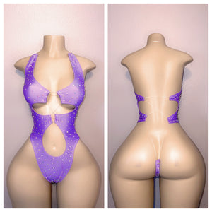 CUTOUT NAKED BACKN ONE PIECE WITH STONES