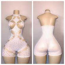 Load image into Gallery viewer, LACE FISHNET DIAMOND CUTOUT. SKIRT ROMPER AND DRESS