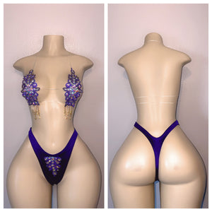 BEDAZZLED SEAMLESS BRA SET WITH FULL THONG