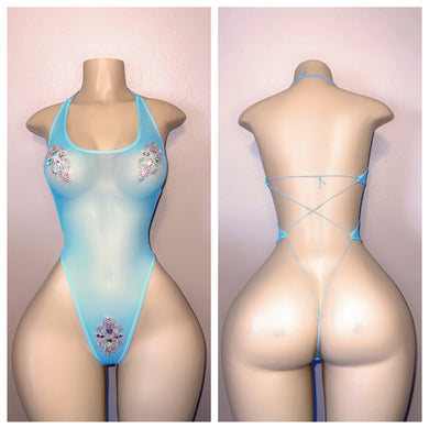 DIAMOND SHEER NAKED BACK WITH NYLON STRINGS FITS XS-L