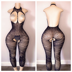 OPEN BOOB LEGGING SET WITH THONG AND PASTIES FITS XS-L