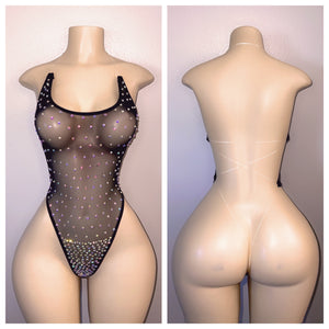 SHEER NAKED BACK WITH CLEAR STRINGS WITH RHINESTONES FITS XS-L
