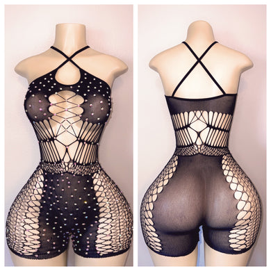 BLACK FISHNET CUTOUT FITS XS-LARGE