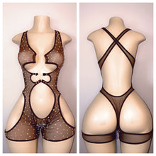Load image into Gallery viewer, DIAMOND SHEER CHAP CUTOUT ROMPER