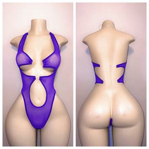 SHEER CUTOUT NAKED BACK ONE PIECE NO STONES