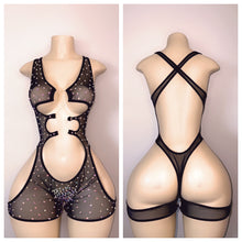 Load image into Gallery viewer, DIAMOND SHEER CHAP CUTOUT ROMPER