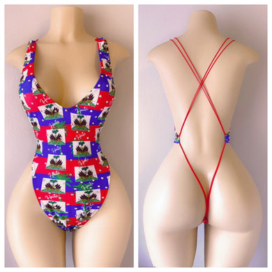 HAITIAN FLAG DIAMOND NAKED BACK ONE PIECE