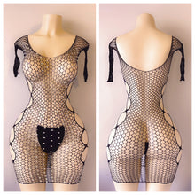 Load image into Gallery viewer, DIAMOND FISHNET DRESS WITH MATCHING THONG