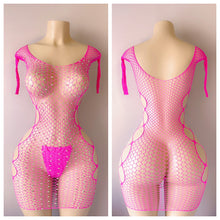 Load image into Gallery viewer, DIAMOND FISHNET DRESS WITH MATCHING THONG