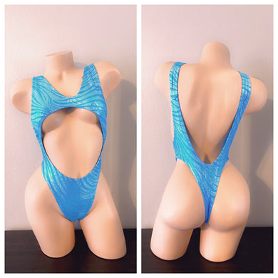 METALLIC BLUE ONE PIECE CUTOUT