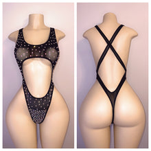 Load image into Gallery viewer, DIAMOND SHEER CUTOUT ONE PIECE WITH CROSS BACK