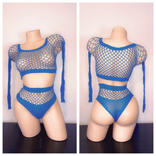 Load image into Gallery viewer, LONG SLEEVE DIAMOND TWO PIECE FISHNET FITS S-L