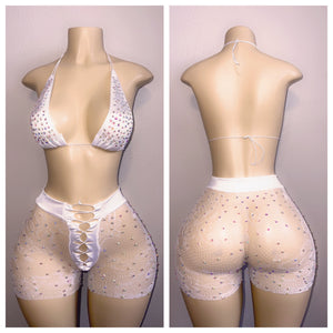 ATL FINEST DIAMOND LACE CUTOUT SHORT SET