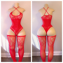 Load image into Gallery viewer, DIAMOND FISHNET ONE PIECE WITH MATCHING LEGGINGS
