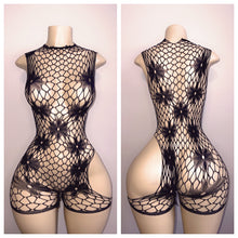 Load image into Gallery viewer, BLACK DIAMOND LACE ROMPER FITS S-XL