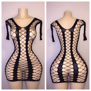 FISHNET DRESS WITH SLEEVES