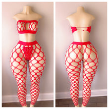 Load image into Gallery viewer, DIAMOND BANDEAU FISHNET LEGGING SET