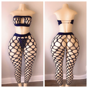 DIAMOND BANDEAU FISHNET LEGGING SET