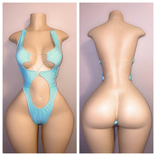 Load image into Gallery viewer, MINT GREEN LEATHER CUTOUT ONE PIECE WITH CLEAR STRING