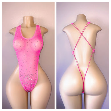 DIAMOND SHEER NAKED BACK  ONE PIECE