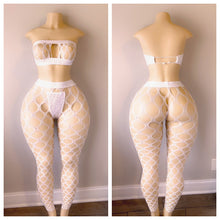 Load image into Gallery viewer, DIAMOND BANDEAU FISHNET LEGGING SET