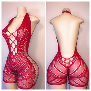 FISHNET ROMPER WITH MATCHING THONG