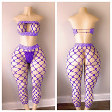 Load image into Gallery viewer, DIAMOND BANDEAU FISHNET LEGGING SET