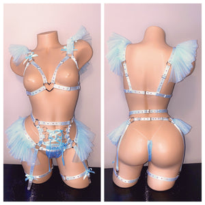 DIAMOND THREE PIECE LINGERIE GARTER SET