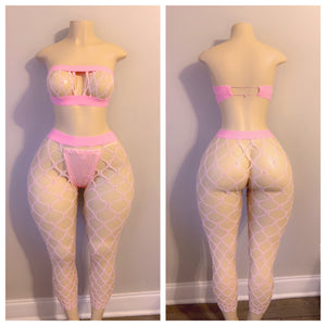 DIAMOND BANDEAU FISHNET LEGGING SET