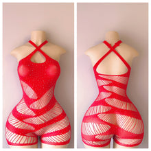 Load image into Gallery viewer, DIAMOND FISHNET ROMPER