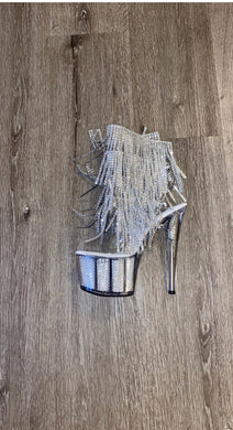 SILVER CLEAR  ANKLE FRINGE BOOTS