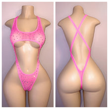 Load image into Gallery viewer, DIAMOND SHEER CUTOUT ONE PIECE WITH CROSS BACK